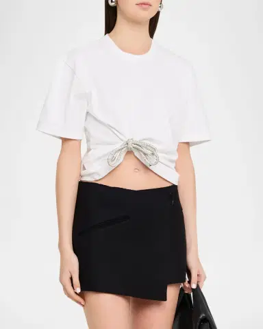 AREA Crystal Bow Crop T-Shirt | Thumbnail 4 AREA Crystal Bow Crop T-Shirt | Thumbnail 4