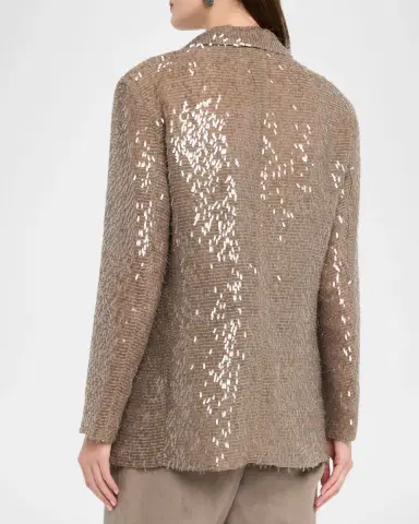 Brunello Cucinelli Dazzling Embroidered Crispy Silk Single-Breasted Blazer | Thumbnail 3 Brunello Cucinelli Dazzling Embroidered Crispy Silk Single-Breasted Blazer | Thumbnail 3