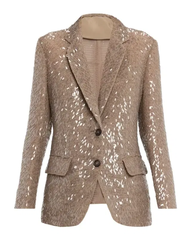 Dazzling Embroidered Crispy Silk Single-Breasted Blazer Dazzling Embroidered Crispy Silk Single-Breasted Blazer