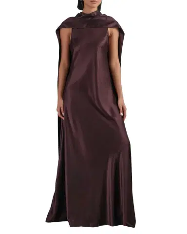 Reiss Fae Satin Cape Maxi Dress | Thumbnail 1 Reiss Fae Satin Cape Maxi Dress | Thumbnail 1