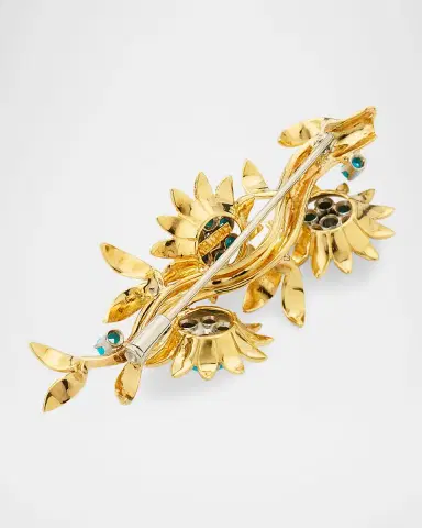 NM Estate Estate 18K Yellow Gold and Platinum Turquoise Floral Pin with Diamonds | Thumbnail 4 NM Estate Estate 18K Yellow Gold and Platinum Turquoise Floral Pin with Diamonds | Thumbnail 4