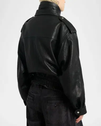 Isabel Marant Aneli Double-Collar Leather Bomber Jacket | Thumbnail 3 Isabel Marant Aneli Double-Collar Leather Bomber Jacket | Thumbnail 3
