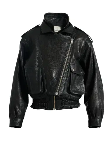 Isabel Marant Aneli Double-Collar Leather Bomber Jacket | Thumbnail 1 Isabel Marant Aneli Double-Collar Leather Bomber Jacket | Thumbnail 1