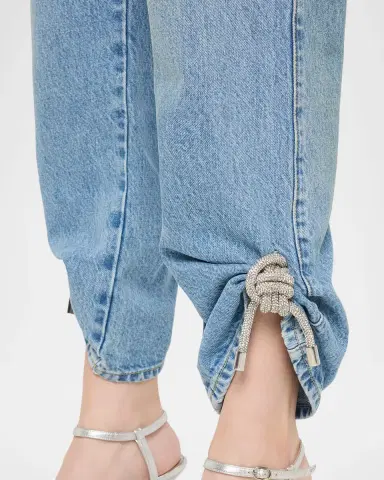 AREA Crystal Knot Straight-Leg Ankle Jeans | Thumbnail 4 AREA Crystal Knot Straight-Leg Ankle Jeans | Thumbnail 4