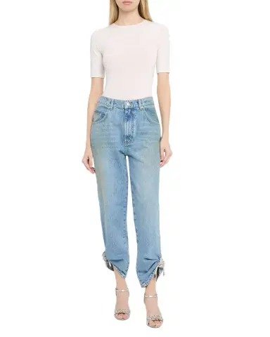 AREA Crystal Knot Straight-Leg Ankle Jeans | Thumbnail 1 AREA Crystal Knot Straight-Leg Ankle Jeans | Thumbnail 1