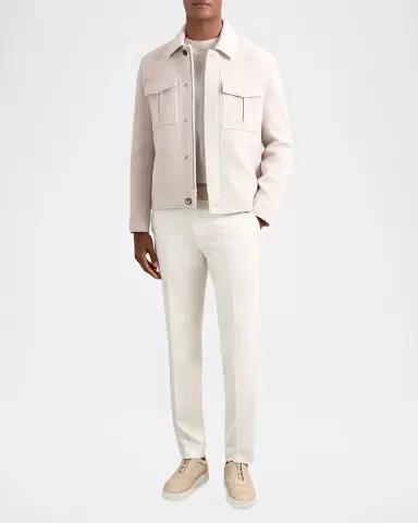 Reiss Men 's Wool-Blend Twin Pocket Full-Zip Jacket | Thumbnail 2 Reiss Men 's Wool-Blend Twin Pocket Full-Zip Jacket | Thumbnail 2