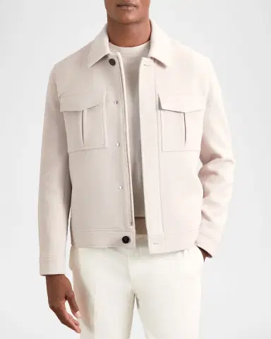 Reiss Men 's Wool-Blend Twin Pocket Full-Zip Jacket | Thumbnail 4 Reiss Men 's Wool-Blend Twin Pocket Full-Zip Jacket | Thumbnail 4