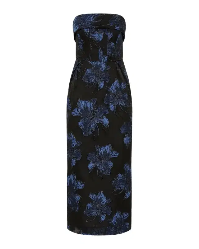 Alexandra Strapless Floral Brocade Midi Dress Alexandra Strapless Floral Brocade Midi Dress