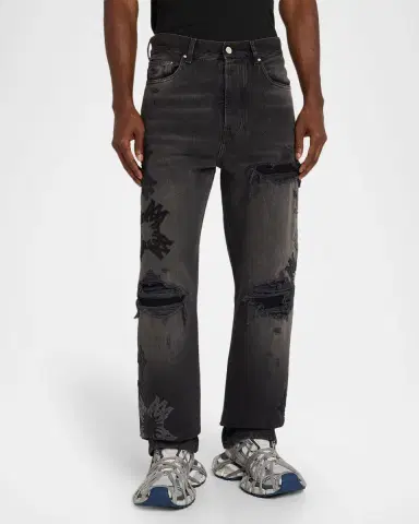Amiri Men's Mx1 MA Quad Distressed Straight-Leg Jeans | Thumbnail 4 Amiri Men's Mx1 MA Quad Distressed Straight-Leg Jeans | Thumbnail 4