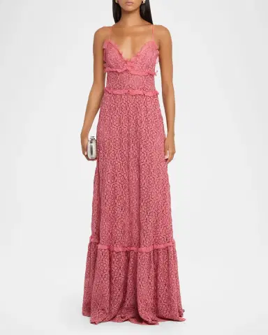 Giambattista Valli Sleeveless Crocket Knit Empire Ruffle Maxi Dress | Thumbnail 2 Giambattista Valli Sleeveless Crocket Knit Empire Ruffle Maxi Dress | Thumbnail 2
