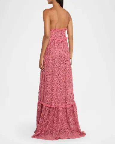 Giambattista Valli Sleeveless Crocket Knit Empire Ruffle Maxi Dress | Thumbnail 3 Giambattista Valli Sleeveless Crocket Knit Empire Ruffle Maxi Dress | Thumbnail 3