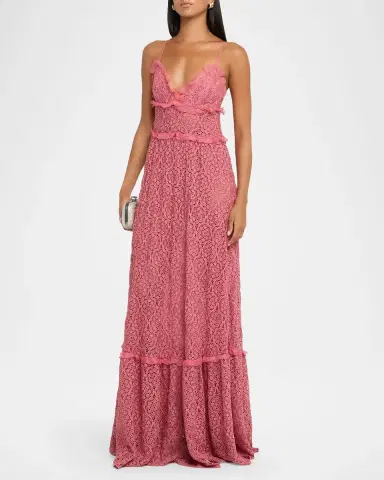 Giambattista Valli Sleeveless Crocket Knit Empire Ruffle Maxi Dress | Thumbnail 4 Giambattista Valli Sleeveless Crocket Knit Empire Ruffle Maxi Dress | Thumbnail 4
