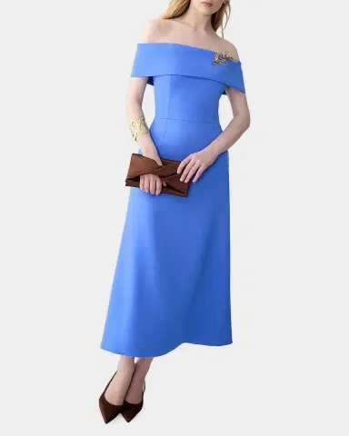 Carolina Herrera Off-Shoulder A-Line Midi Dress | Thumbnail 3 Carolina Herrera Off-Shoulder A-Line Midi Dress | Thumbnail 3