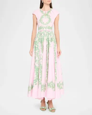 Giambattista Valli Garland Cotton Gathered Cap-Sleeve Maxi Dress | Thumbnail 4 Giambattista Valli Garland Cotton Gathered Cap-Sleeve Maxi Dress | Thumbnail 4