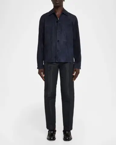 Givenchy Men's Leather Patch-Pocket Shirt Jacket | Thumbnail 2 Givenchy Men's Leather Patch-Pocket Shirt Jacket | Thumbnail 2