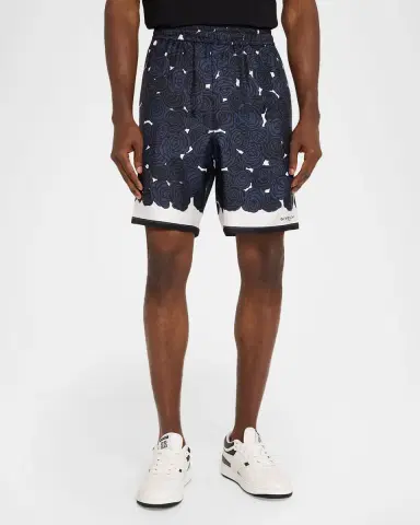 Givenchy Men 's Silk Rose-Print Pull-On Shorts | Thumbnail 4 Givenchy Men 's Silk Rose-Print Pull-On Shorts | Thumbnail 4