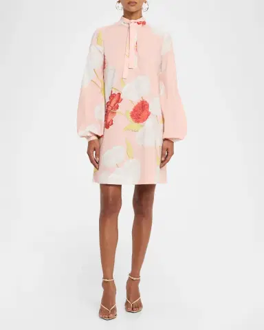 Giambattista Valli Floral-Print Cotton Balloon-Sleeve Mini Shirtdress | Thumbnail 2 Giambattista Valli Floral-Print Cotton Balloon-Sleeve Mini Shirtdress | Thumbnail 2