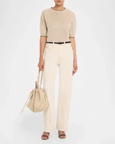 Brunello Cucinelli Linen-Cotton Paillette Short-Sleeve Sweater | Thumbnail 2 Brunello Cucinelli Linen-Cotton Paillette Short-Sleeve Sweater | Thumbnail 2