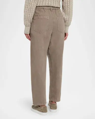 Brunello Cucinelli Dyed Cotton Twill Straight-Leg Ankle Pull-on Pants | Thumbnail 2 Brunello Cucinelli Dyed Cotton Twill Straight-Leg Ankle Pull-on Pants | Thumbnail 2