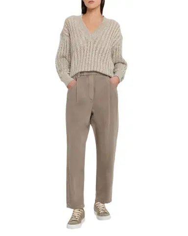 Brunello Cucinelli Dyed Cotton Twill Straight-Leg Ankle Pull-on Pants | Thumbnail 1 Brunello Cucinelli Dyed Cotton Twill Straight-Leg Ankle Pull-on Pants | Thumbnail 1