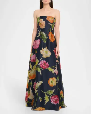 Carolina Herrera Strapless A-Line Floral Silk Gown | Thumbnail 2 Carolina Herrera Strapless A-Line Floral Silk Gown | Thumbnail 2