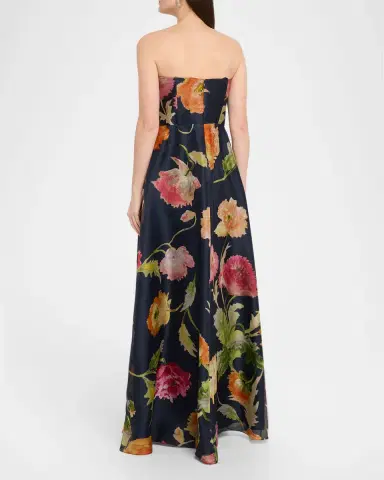 Carolina Herrera Strapless A-Line Floral Silk Gown | Thumbnail 3 Carolina Herrera Strapless A-Line Floral Silk Gown | Thumbnail 3
