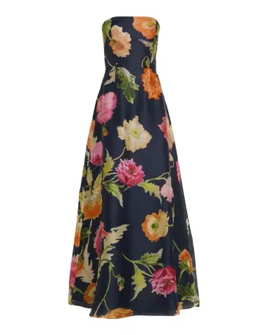 Carolina Herrera Strapless A-Line Floral Silk Gown | Thumbnail 1 Carolina Herrera Strapless A-Line Floral Silk Gown | Thumbnail 1
