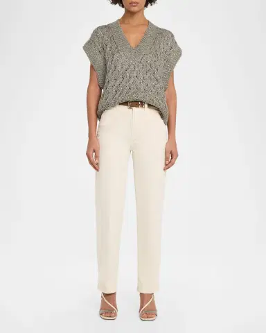Brunello Cucinelli V-Neck Paillette Open-Knit Vest | Thumbnail 2 Brunello Cucinelli V-Neck Paillette Open-Knit Vest | Thumbnail 2