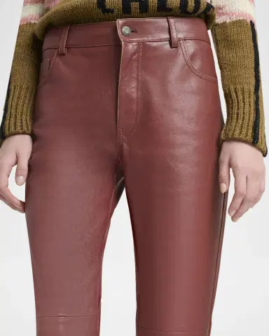 Chloé Mid-Rise Leather Flare Trousers | Thumbnail 5 Chloé Mid-Rise Leather Flare Trousers | Thumbnail 5