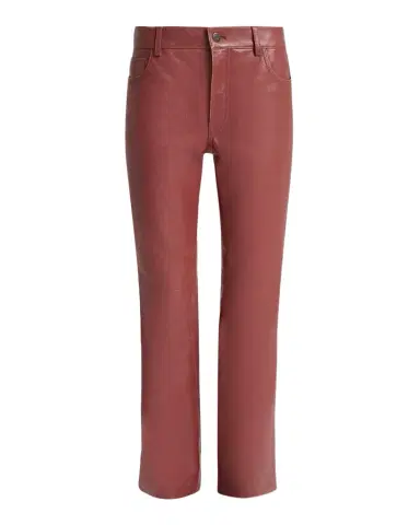 Chloé Mid-Rise Leather Flare Trousers | Thumbnail 1 Chloé Mid-Rise Leather Flare Trousers | Thumbnail 1