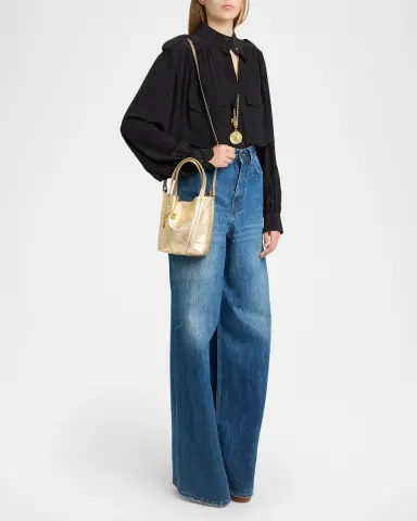 Chloe Spin Mini Tote Bag in Metallic Leather | Thumbnail 5 Chloe Spin Mini Tote Bag in Metallic Leather | Thumbnail 5