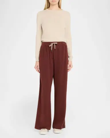 Brunello Cucinelli Cotton Silk Wide-Leg Drawstring Pants | Thumbnail 2 Brunello Cucinelli Cotton Silk Wide-Leg Drawstring Pants | Thumbnail 2