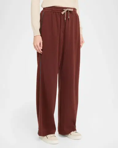 Brunello Cucinelli Cotton Silk Wide-Leg Drawstring Pants | Thumbnail 4 Brunello Cucinelli Cotton Silk Wide-Leg Drawstring Pants | Thumbnail 4