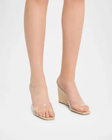 Veronica Beard 85mm Asha PVC Wedge Sandals | Thumbnail 2 Veronica Beard 85mm Asha PVC Wedge Sandals | Thumbnail 2