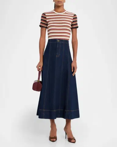 Veronica Beard Pruitt Striped Ribbed T-Shirt | Thumbnail 2 Veronica Beard Pruitt Striped Ribbed T-Shirt | Thumbnail 2
