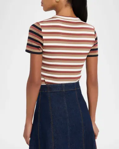 Veronica Beard Pruitt Striped Ribbed T-Shirt | Thumbnail 3 Veronica Beard Pruitt Striped Ribbed T-Shirt | Thumbnail 3