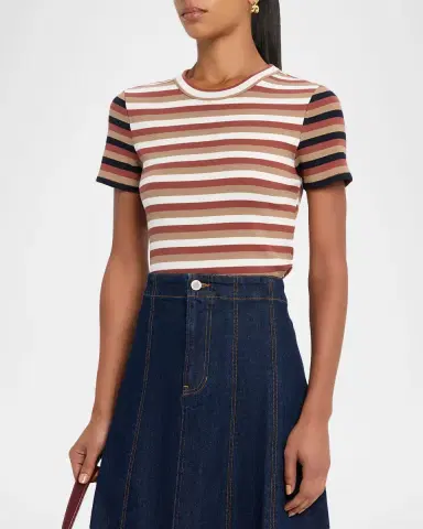 Veronica Beard Pruitt Striped Ribbed T-Shirt | Thumbnail 4 Veronica Beard Pruitt Striped Ribbed T-Shirt | Thumbnail 4