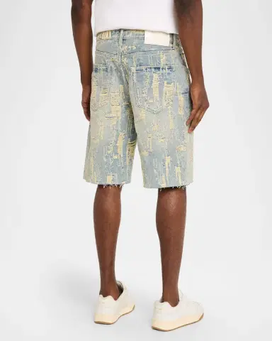 PURPLE Men 's Bead Splatter Destroy Shorts | Thumbnail 3 PURPLE Men 's Bead Splatter Destroy Shorts | Thumbnail 3