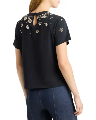 Cinq à Sept Tumbling Flowers Shrunken T-Shirt | Thumbnail 1 Cinq à Sept Tumbling Flowers Shrunken T-Shirt | Thumbnail 1