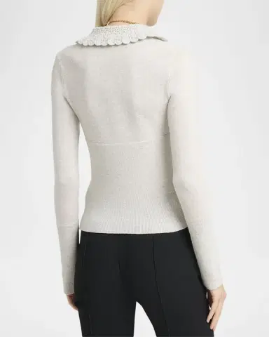 Chloé Crochet Collared Wool Cardigan | Thumbnail 3 Chloé Crochet Collared Wool Cardigan | Thumbnail 3