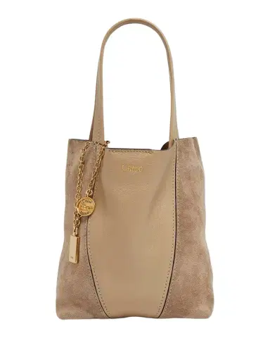 Chloé Spin Mini Tote Bag in Leather and Suede | Thumbnail 1 Chloé Spin Mini Tote Bag in Leather and Suede | Thumbnail 1