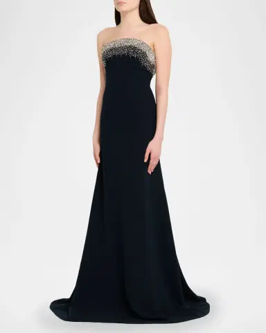 Naeem Khan Crystal Embroidered Strapless Trumpet Gown | Thumbnail 3 Naeem Khan Crystal Embroidered Strapless Trumpet Gown | Thumbnail 3