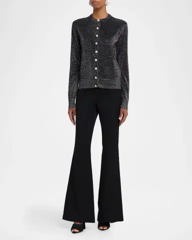 Dolce & Gabbana Crystal-Button Metallic Knit Crewneck Cardigan | Thumbnail 2 Dolce & Gabbana Crystal-Button Metallic Knit Crewneck Cardigan | Thumbnail 2