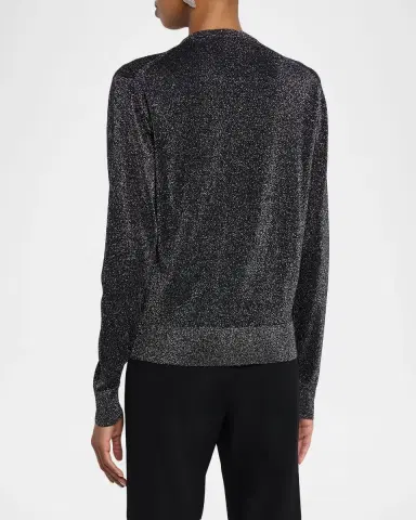 Dolce & Gabbana Crystal-Button Metallic Knit Crewneck Cardigan | Thumbnail 3 Dolce & Gabbana Crystal-Button Metallic Knit Crewneck Cardigan | Thumbnail 3