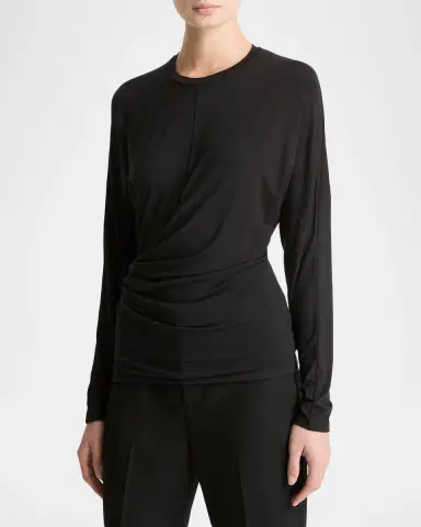 Vince Fixed-Drape Long-Sleeve Blouse | Thumbnail 2 Vince Fixed-Drape Long-Sleeve Blouse | Thumbnail 2