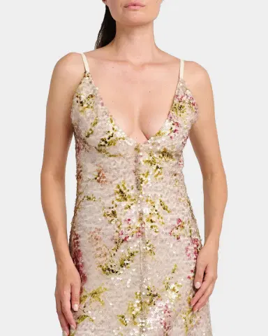 Alberta Ferretti Floral Sequined Sleeveless Evening Dress | Thumbnail 4 Alberta Ferretti Floral Sequined Sleeveless Evening Dress | Thumbnail 4