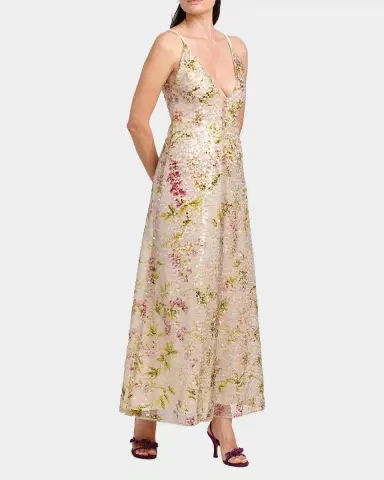 Alberta Ferretti Floral Sequined Sleeveless Evening Dress | Thumbnail 5 Alberta Ferretti Floral Sequined Sleeveless Evening Dress | Thumbnail 5