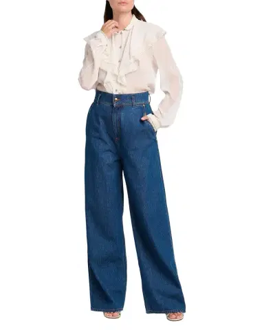 Alberta Ferretti High-Rise Wide-Leg Denim Trousers | Thumbnail 1 Alberta Ferretti High-Rise Wide-Leg Denim Trousers | Thumbnail 1