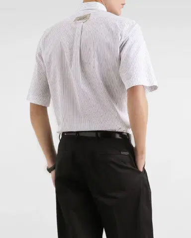 Dolce & Gabbana Men 's Stripe Cotton Poplin Short-Sleeve Shirt | Thumbnail 3 Dolce & Gabbana Men 's Stripe Cotton Poplin Short-Sleeve Shirt | Thumbnail 3