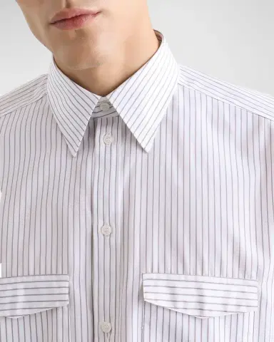 Dolce & Gabbana Men 's Stripe Cotton Poplin Short-Sleeve Shirt | Thumbnail 4 Dolce & Gabbana Men 's Stripe Cotton Poplin Short-Sleeve Shirt | Thumbnail 4